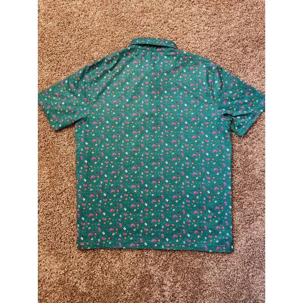 Barstool Golf Azalea Floral Print Performance Polo Shirt Mens Size Medium